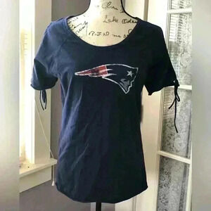 Patriots Blue Scoop neck T-shirt with tie sleeves